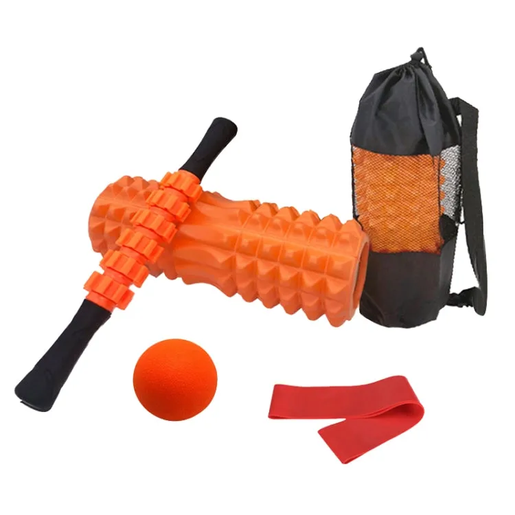 5pcs/set Crescent Hollow Foam Roller Yoga Column Set Fitness Muscle Relaxation Massager Set(45cm Orange)