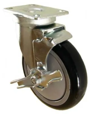 5" x 1-1/4" Polyurethane Swivel Caster with Top Lock Brake - 350 Lbs Capacity