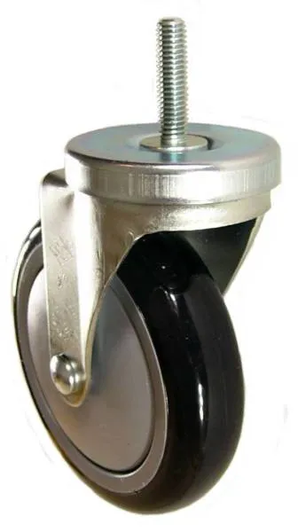 5" x 1-1/4" Polyurethane Wheel Swivel Caster with 3/8" Threaded Stem - 350 Lbs Capacity