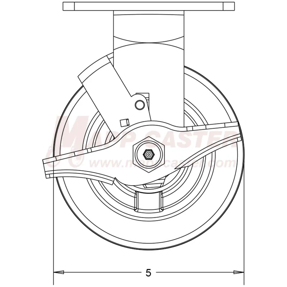 5" x 2" Patriot Polyurethane on Polyolefin Core Wheel Rigid Brake Caster - 800 Lbs Capacity