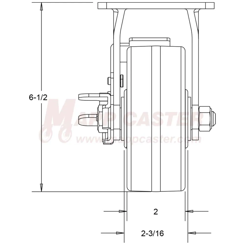 5" x 2" Patriot Polyurethane on Polyolefin Core Wheel Rigid Brake Caster - 800 Lbs Capacity