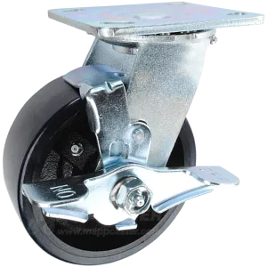 5" x 2" Polyurethane on Iron Wheel Swivel Brake Caster - 1,250 Lbs Capacity