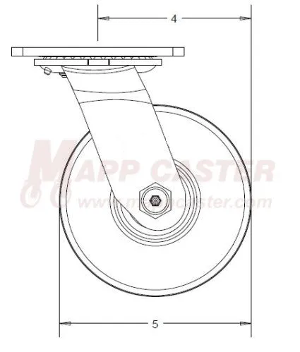 5" x 2" Red Polyurethane on Iron Wheel Caster Dumpster Kit w/ Caster Pads