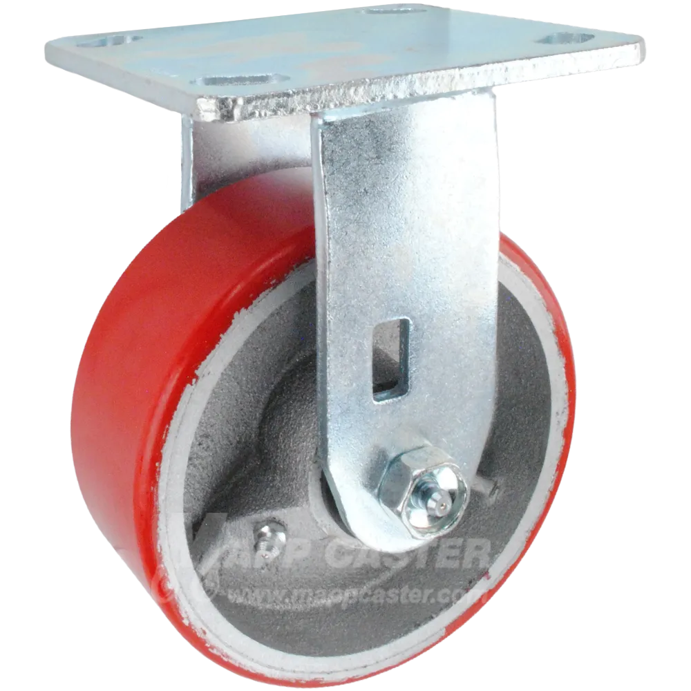 5" x 2" Red Polyurethane on Iron Wheel Caster Dumpster Kit w/ Caster Pads