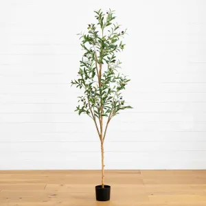 6’ Artificial Olive Tree with Natural Trunk