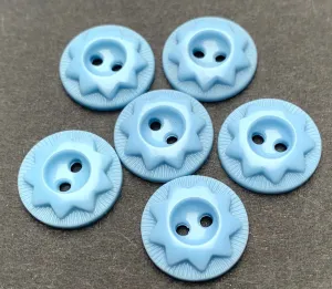 6 Baby Blue Vintage Star Buttons - 1.5cm