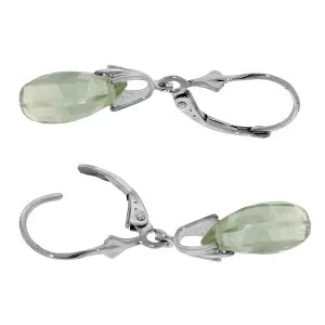 6 Carat 14K Solid White Gold Florence Green Amethyst Earrings