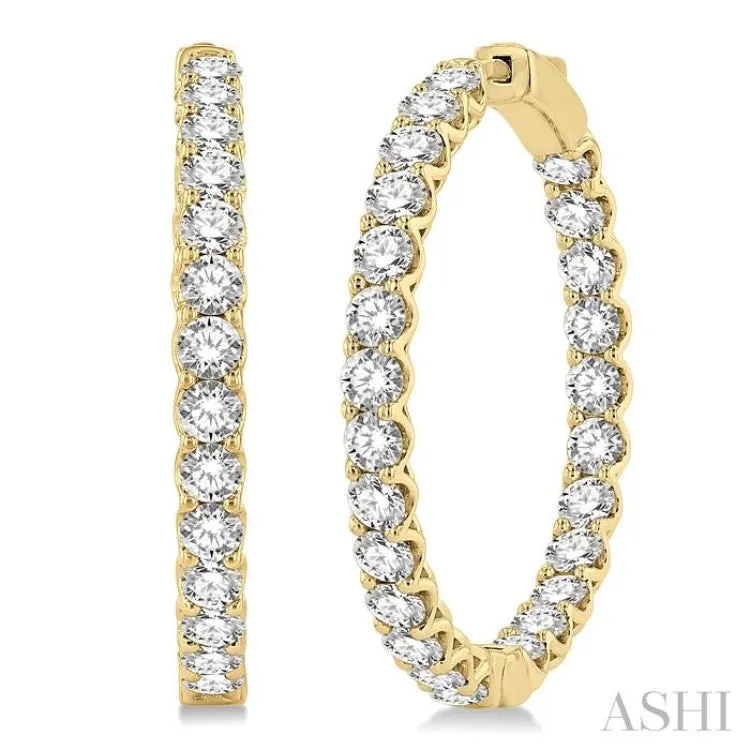 6 Ctw Inside-Out Round Cut Diamond Hoop Earrings in 14K Yellow Gold