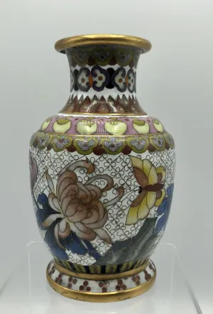 6” Floral Cloisonné Brass Vase /b