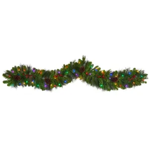 6' Holiday Foliage Artificial Garland with Multicolored LED Lights