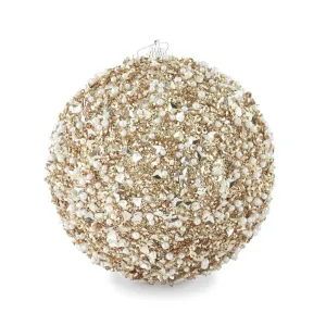 6 Inch Champagne Sequins & Bead Embellished Shatterproof Ornament