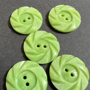 6 Lime Green 1.8cm Vintage Buttons