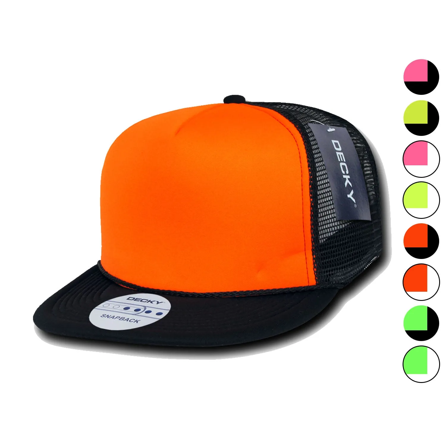 6 Lot New Foam Mesh Flat Bill Neon Trucker Hats Hat Cap Two Tone Wholesale Decky