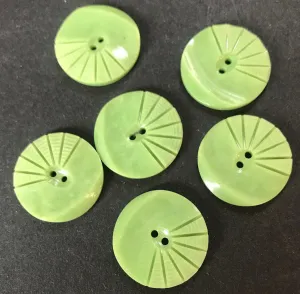 6 Mint Green 1930s Moulded and Carved  2.2cm Buttons