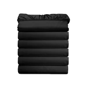 (6-Pack) Luxury Fitted Sheets! Premium Hotel Quality Elegant Comfort Wrinkle-Free 1500 Premier Hotel Quality 6-Pack Fitted Sheet with Storage Pockets on Sides, Full Size, Black