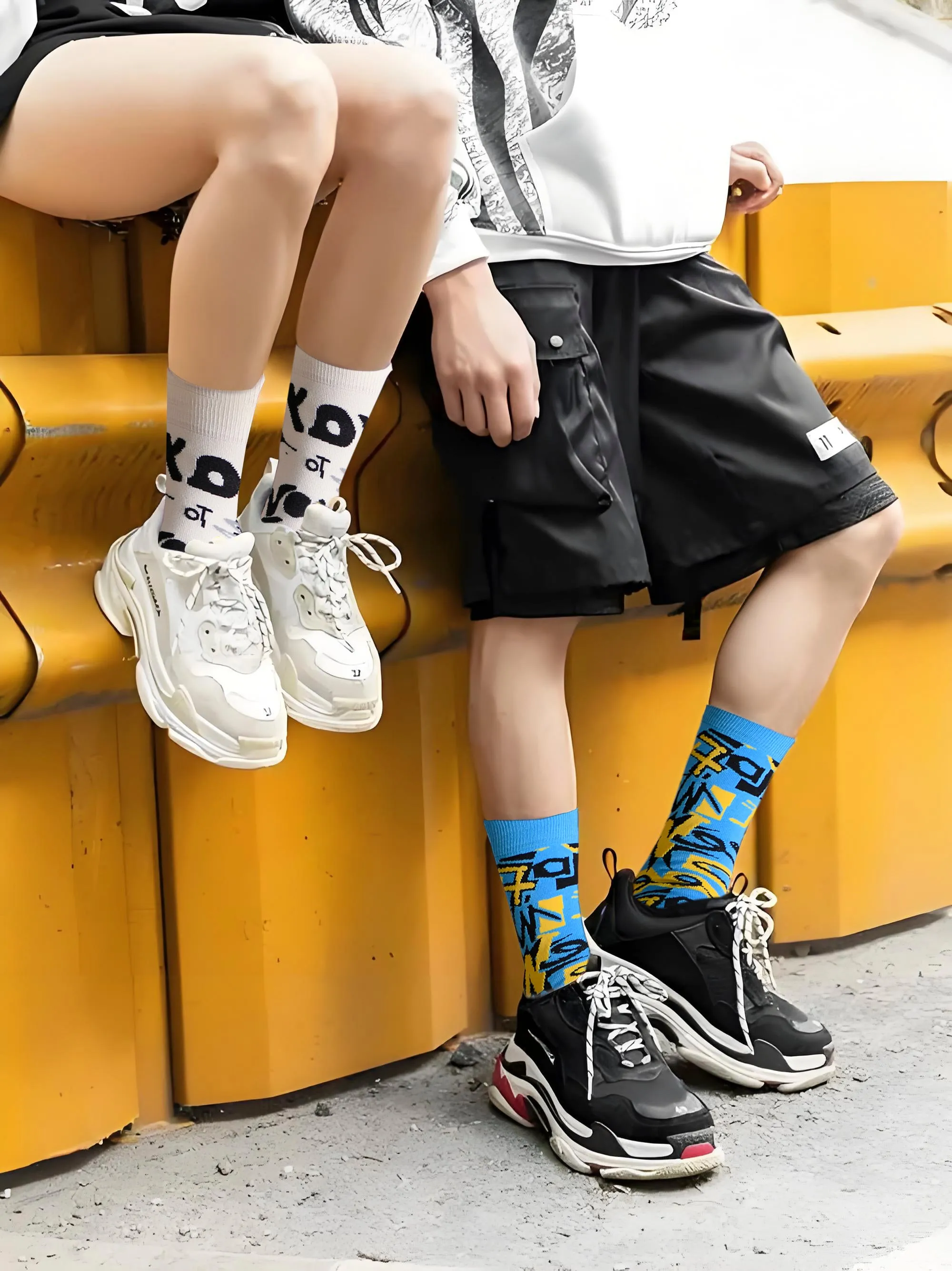 6-Pack Trendy Graffiti Mid-calf Mens