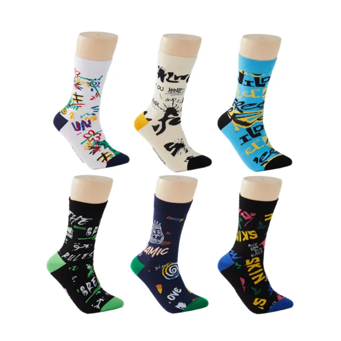 6-Pack Trendy Graffiti Mid-calf Mens