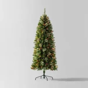 6' Pre-lit Slim Virginia Pine Artificial Christmas Tree Multicolor Lights - Wondershop