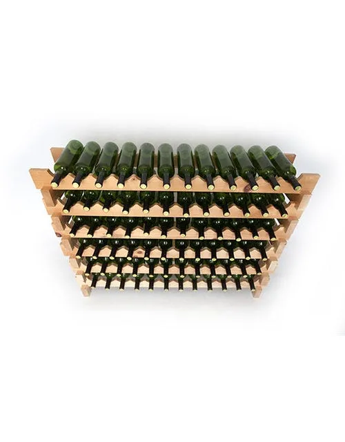 6 Shelf 72 Bottle Pine Stackable Rack