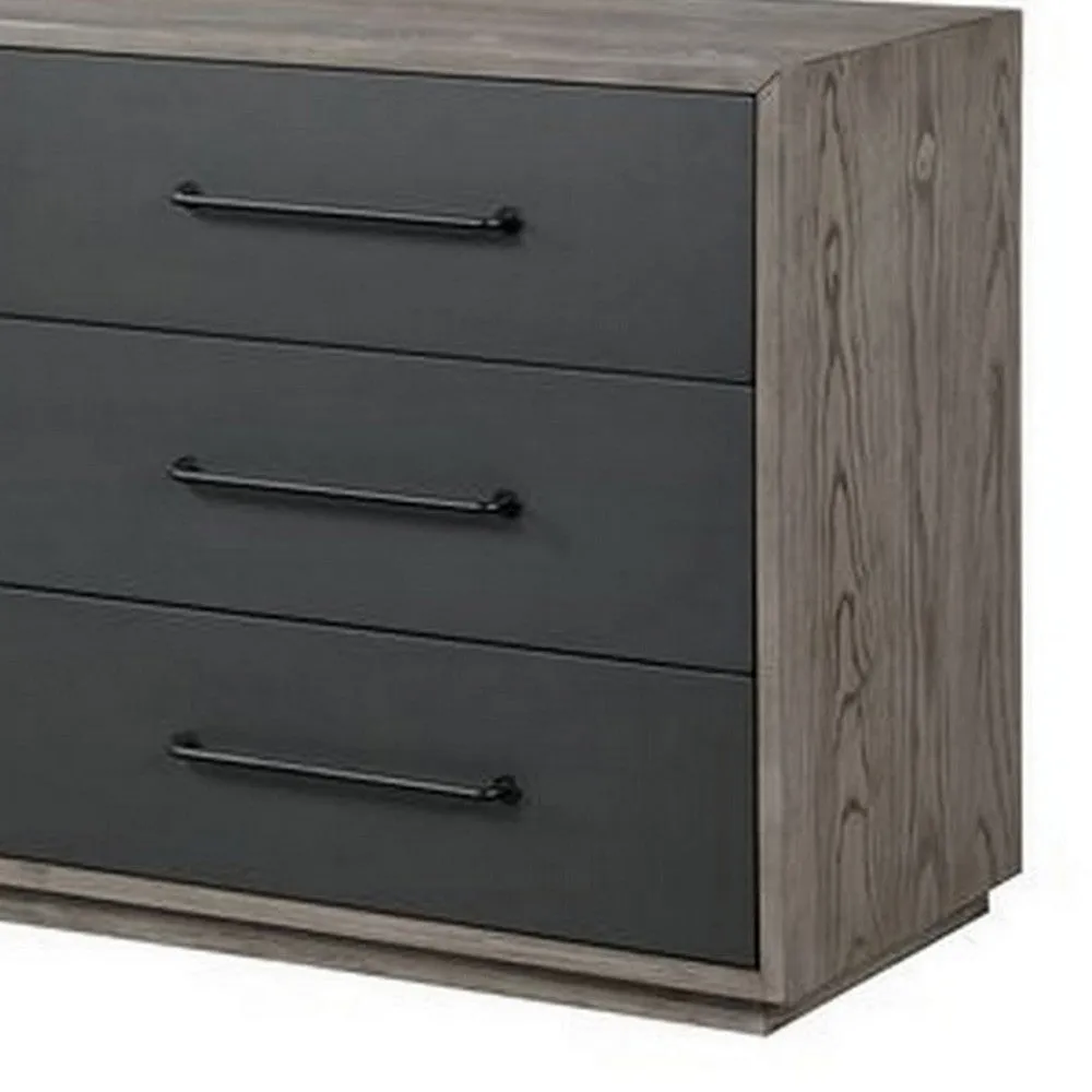 60 Inch Minimalistic 6 Drawer Wood Dresser, Subtle Grain Details, Gray By Casagear Home