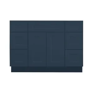 60 Inch Navy Blue Shaker Single Sink Bathroom Vanity with Drawers