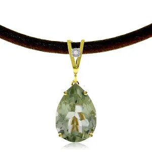 6.01 Carat 14K Solid Yellow Gold Magnitude Green Amethyst Diamond Necklace