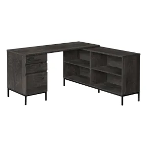 60" L-Shaped Dark Gray Contemporary Office Desk