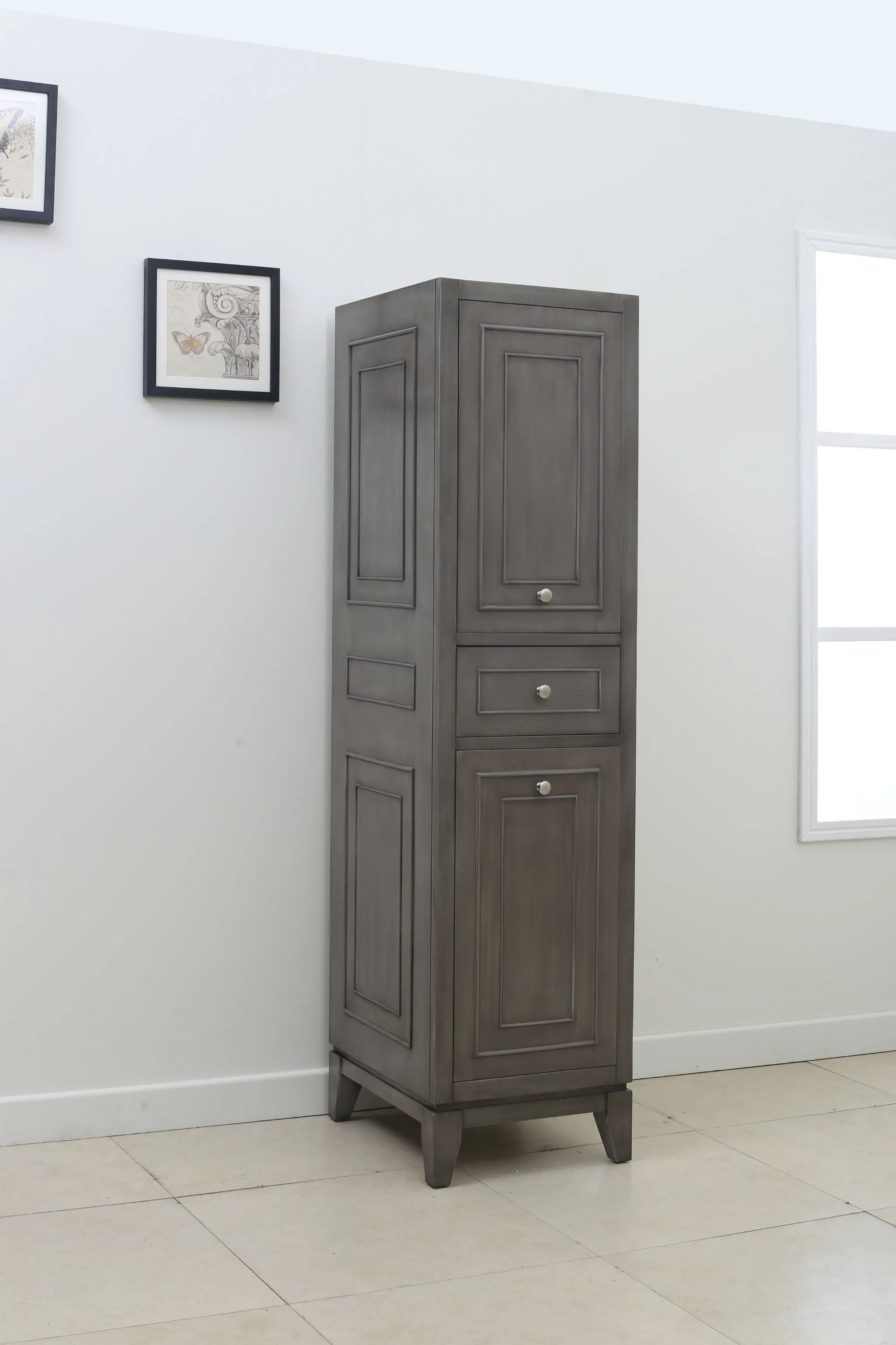 60" Nottingham Bath Vanity in Silver Gray with Carrara White Marble Top