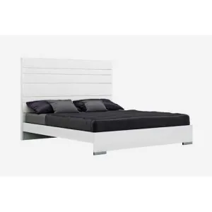 60" X 80" X 54" White Stainless Steel Queen Bed