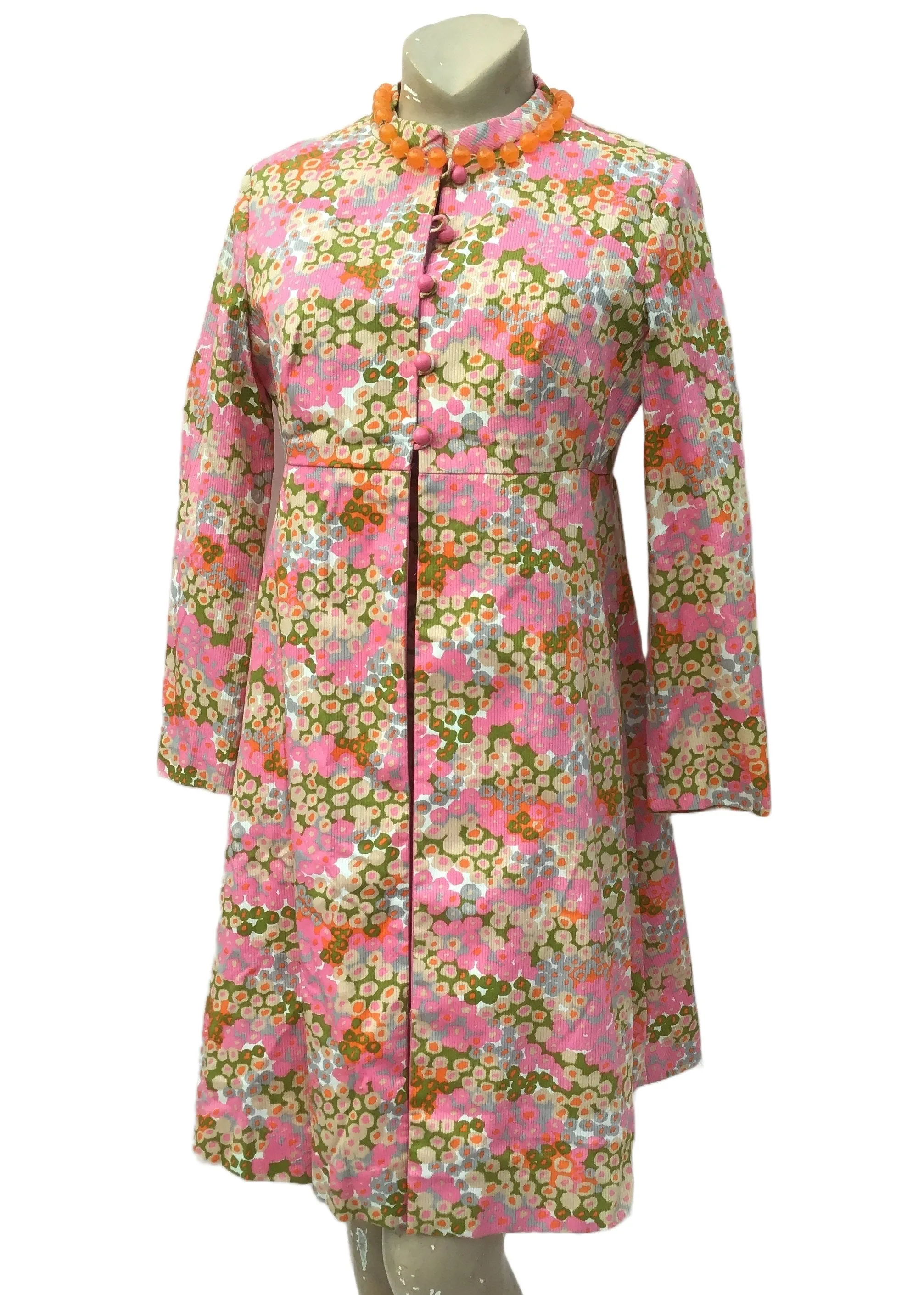 60s Pink Floral Needlecord Dress and Jacket • Mother of the Bride • Berketex