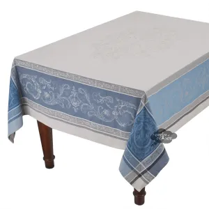 62x78" Rectangular Versailles Gray & Blue French Jacquard Tablecloth by Tissus Toselli