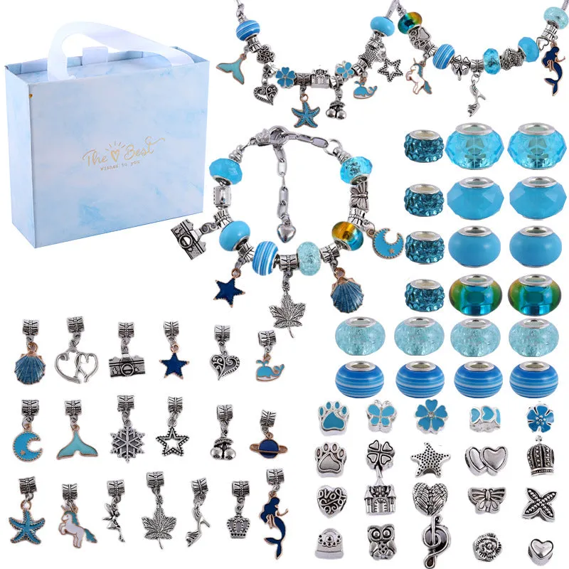 63 Pcs DIY Charm Bracelet Making Kit-Blue