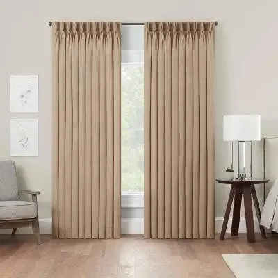 63"x50" Serendipity 10 Pinch Pleat Light Filtering Curtain Panel Linen - Waverly