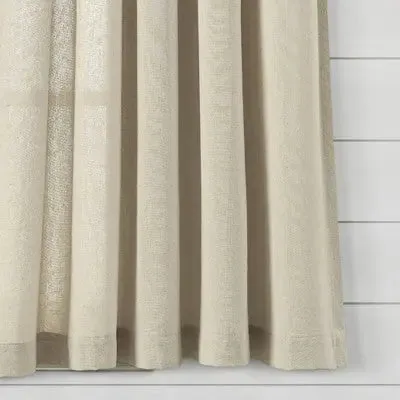 63"x52" Boho Pom Pom Tassel Linen Window Curtain Panel Beige - Lush Décor