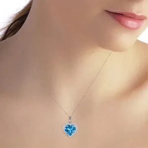 6.44 Carat 14K Solid White Gold Better Luck Blue Topaz Diamond Necklace