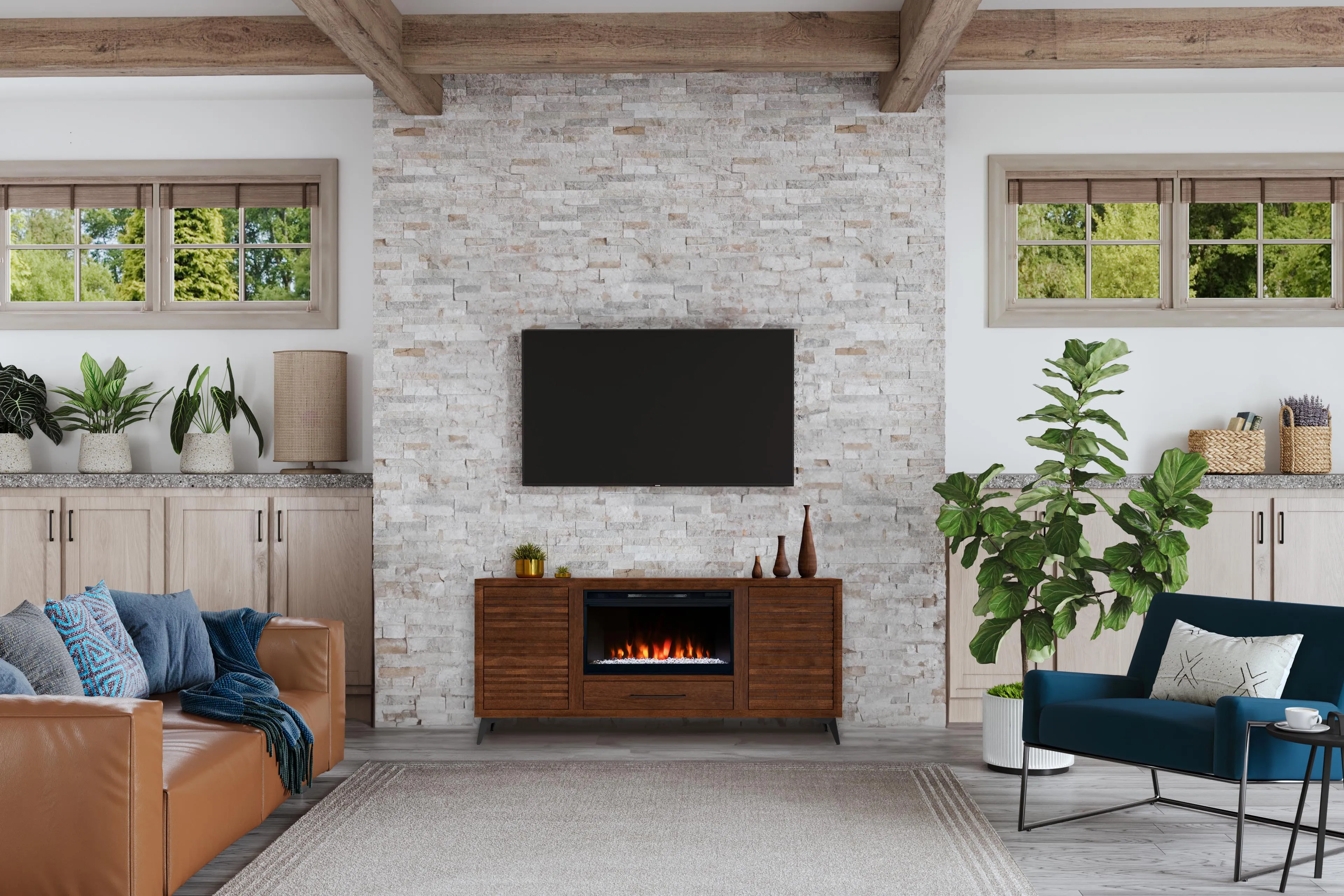 64" Malibu Fireplace TV Stand