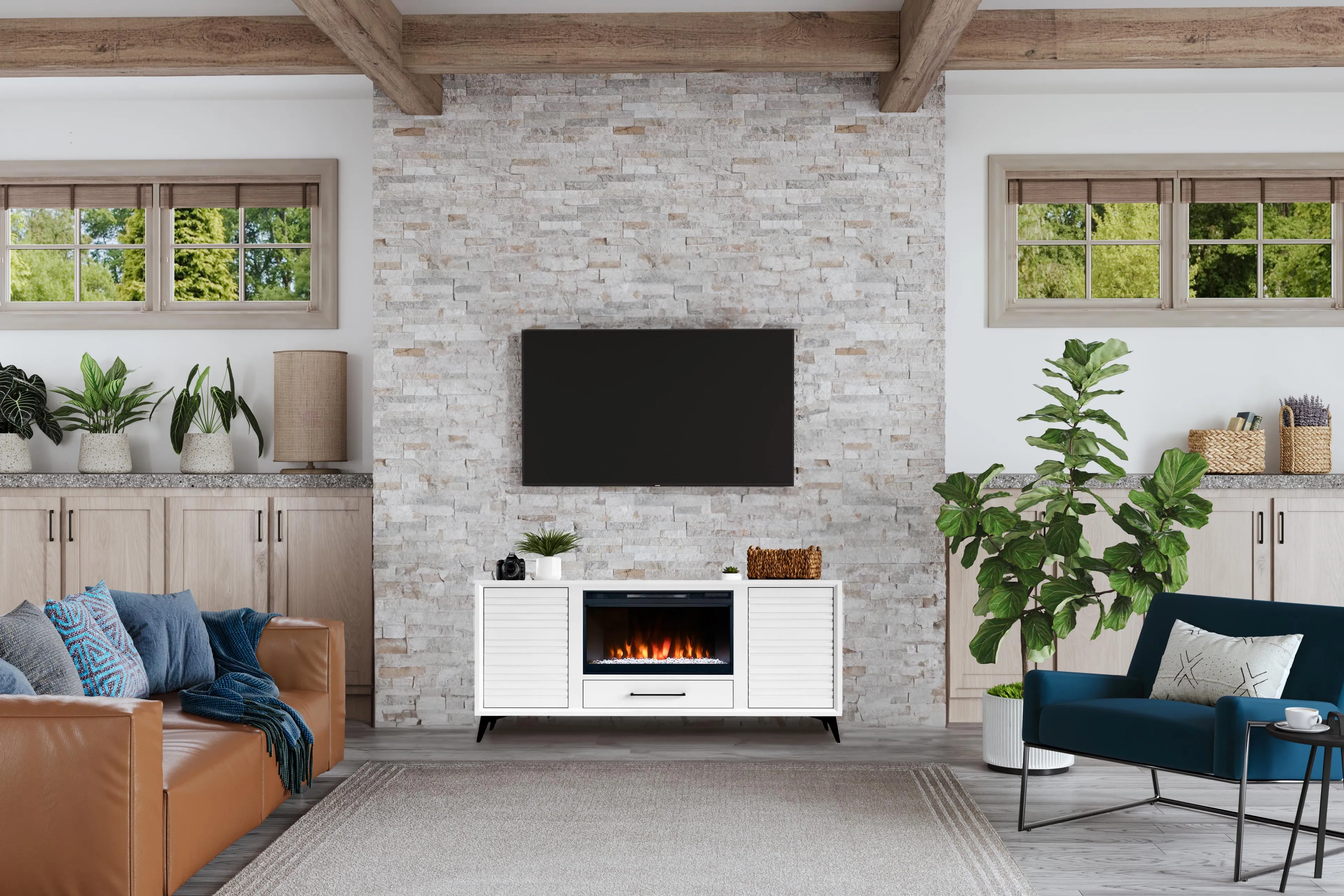 64" Malibu Fireplace TV Stand