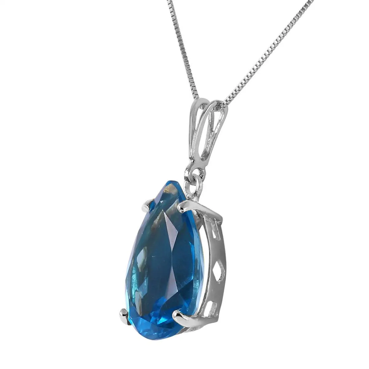 6.5 Carat 14K Solid White Gold Hope For Best Blue Topaz Necklace