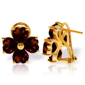 6.5 Carat 14K Solid Yellow Gold Heart Cluster Garnet Earrings