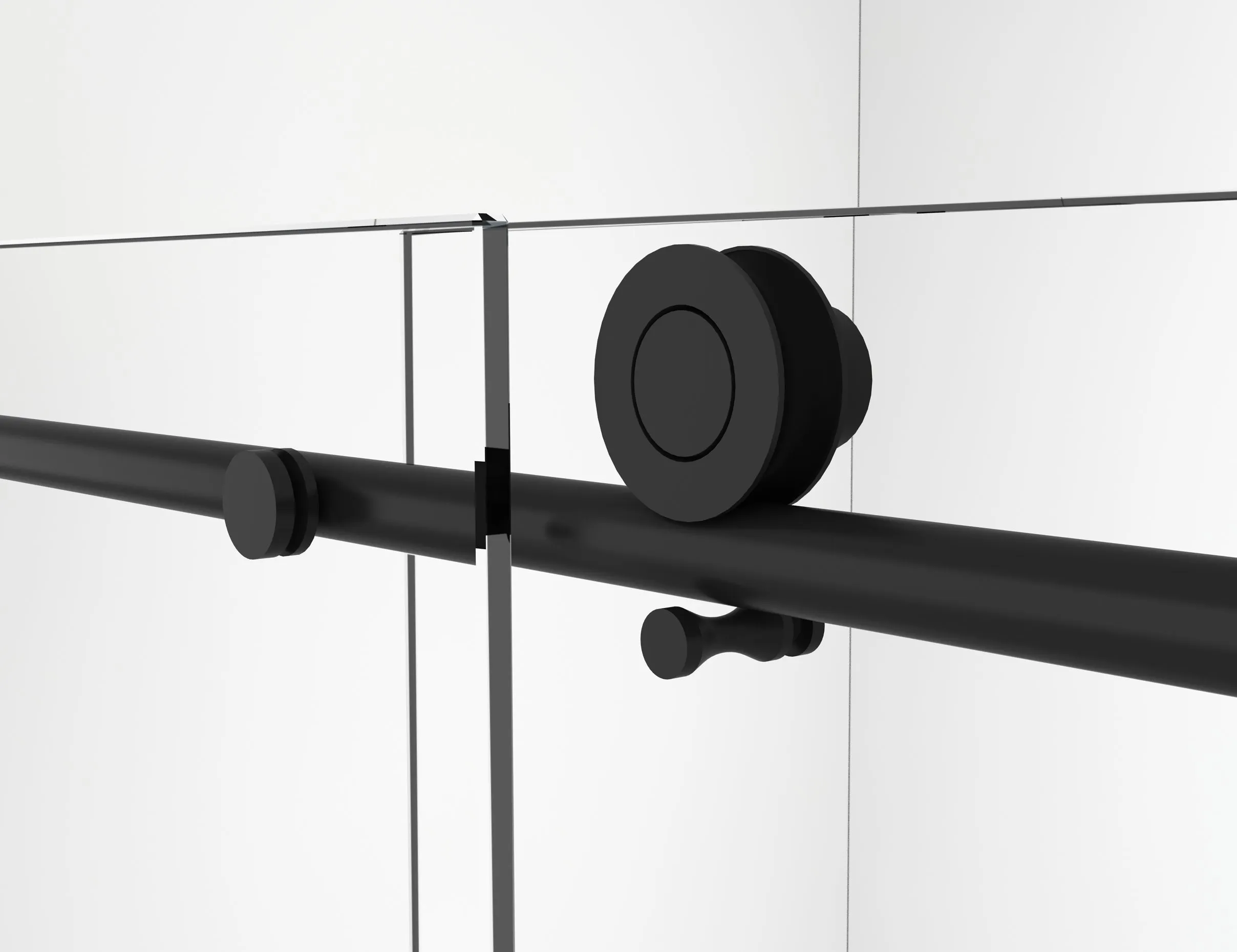 65 x 75 in. Frameless Sliding Shower Door with Black Hardware