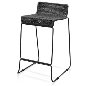 65cm Bar Stool - Black Cord Seat - Black Frame