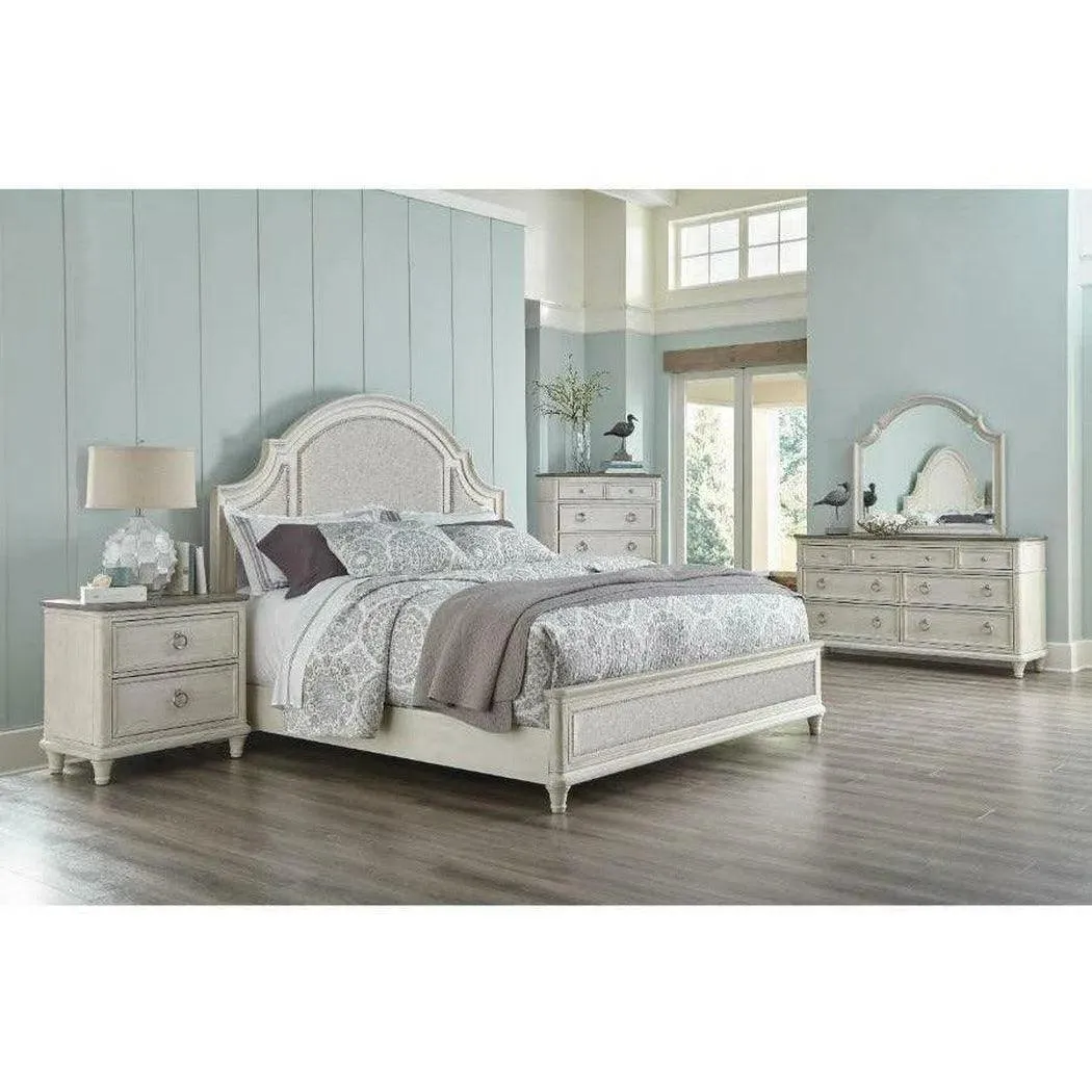 66" White Two-Tone Wooden Dresser and Mirror