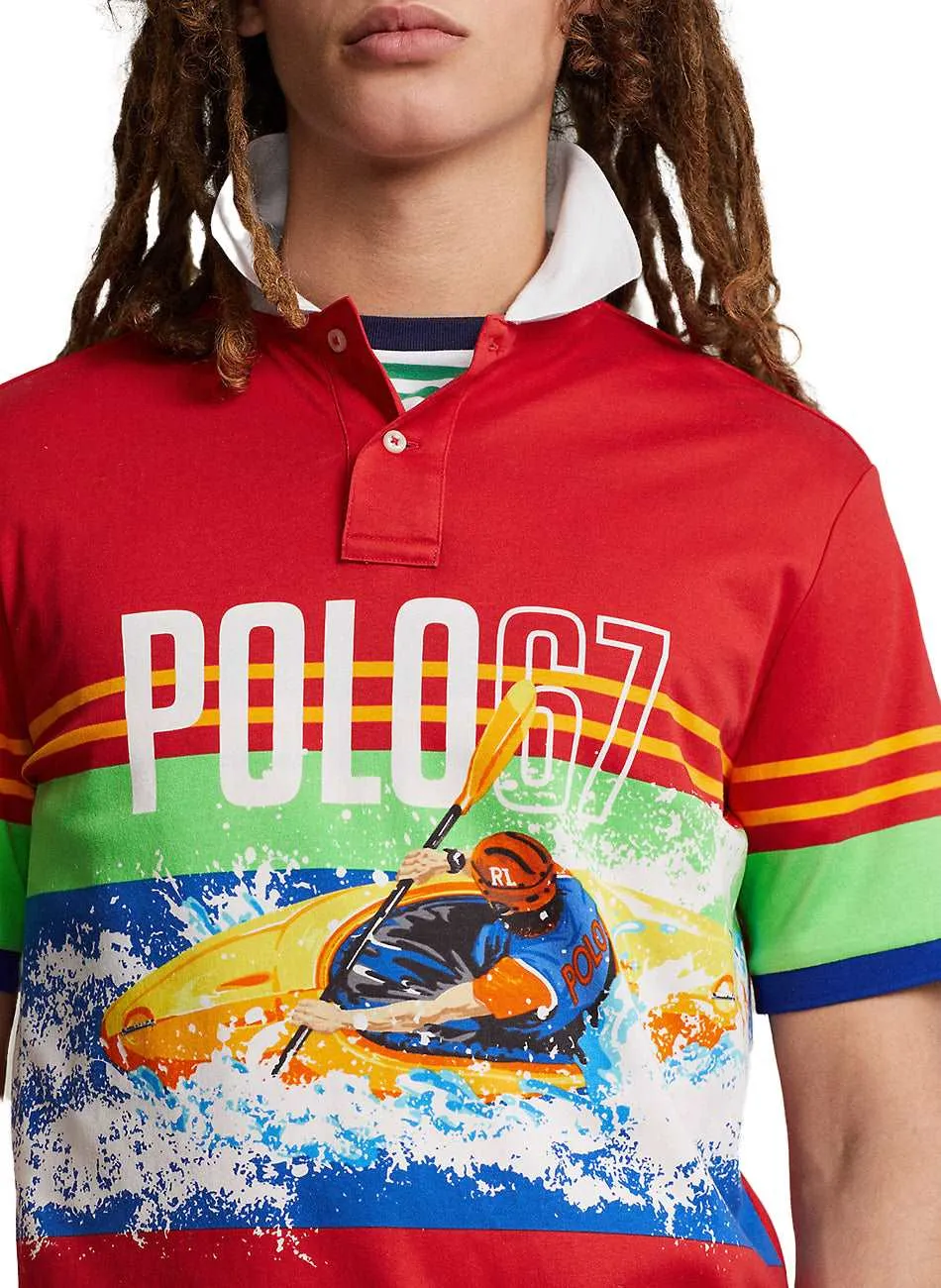 67 Print Classic Fit Polo - Vibrant Red Multi