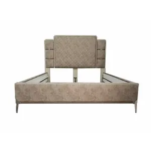 67" X 86" X 65" Vintage Beige PU Wood Upholstered (Bed) Metal Leg Veneer (Melamine) Queen Bed