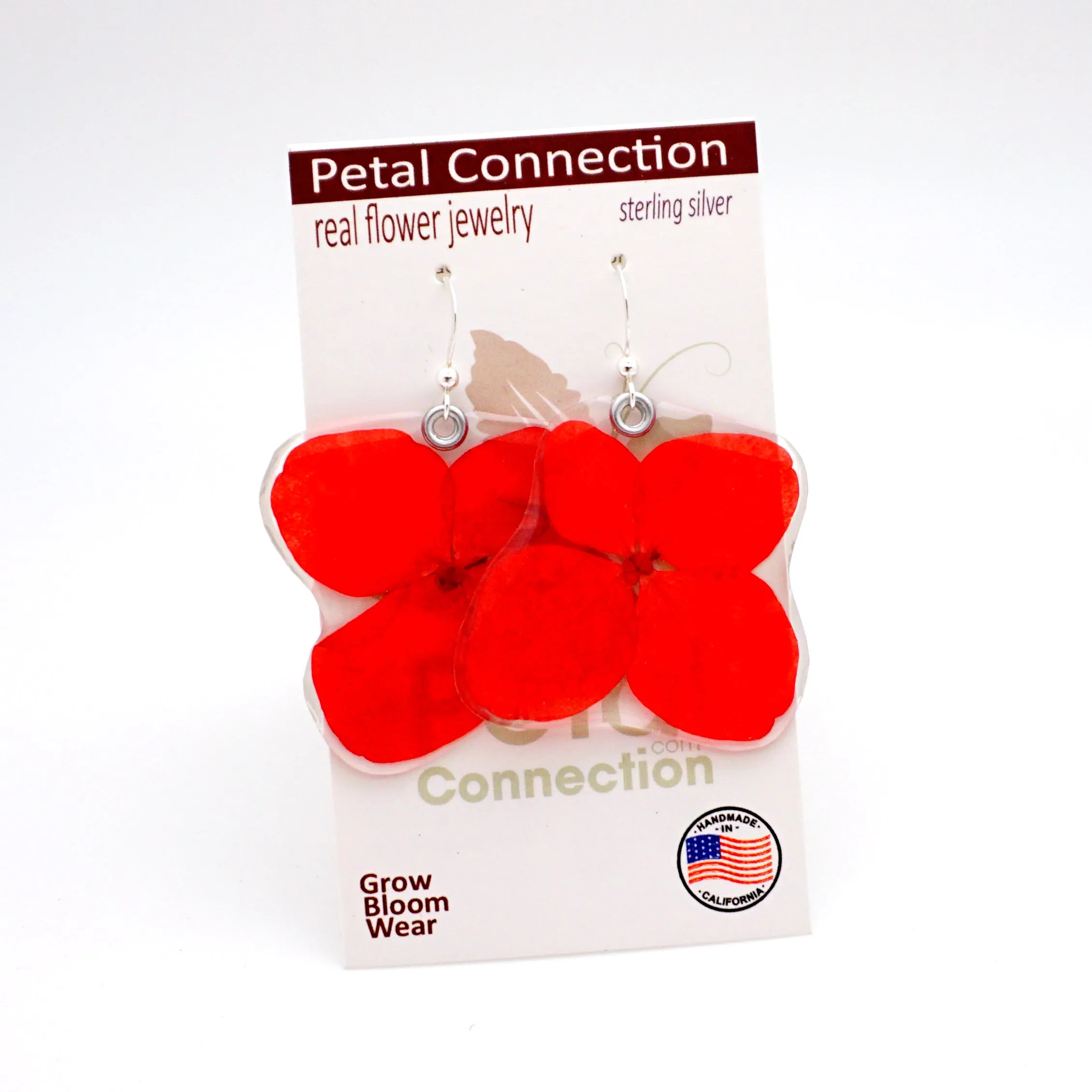 69218 Red Hydrangea flower earrings