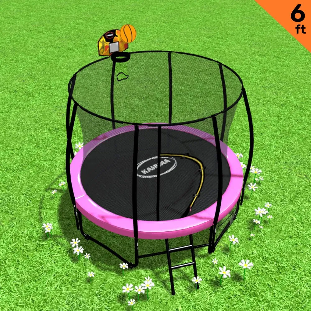 6ft UV-Stabilised Kids Trampoline Set w/ Safety Net & Basketball Hoop - Kahuna