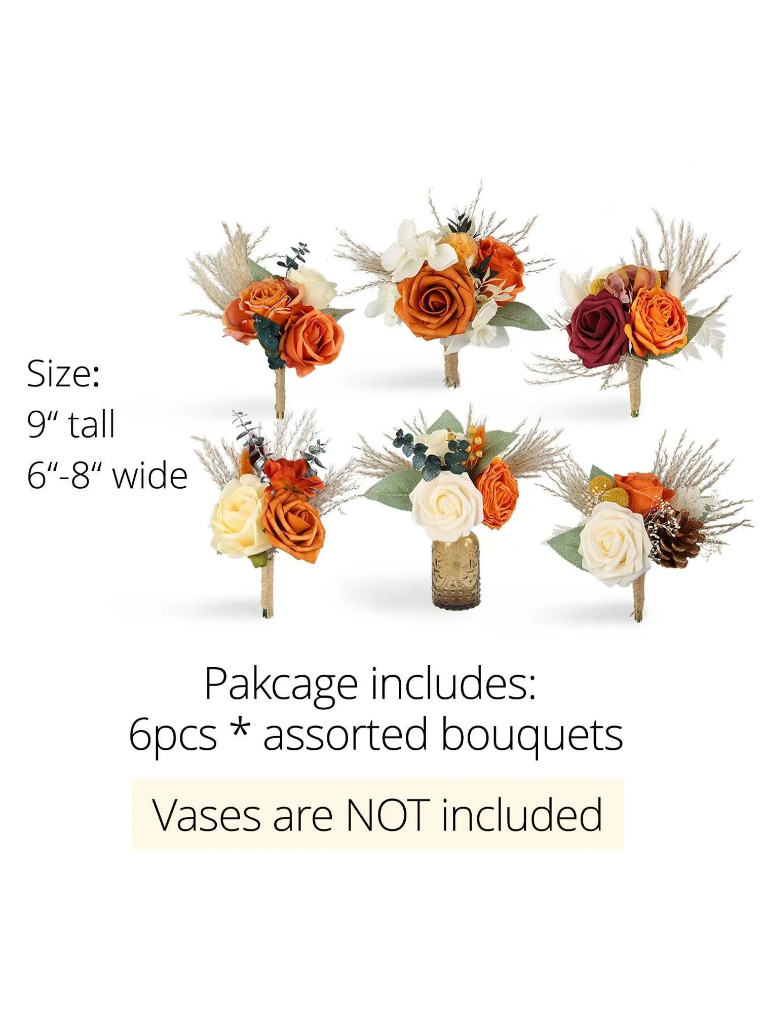 6Pcs Assorted Terracotta Beige Flower Centerpieces