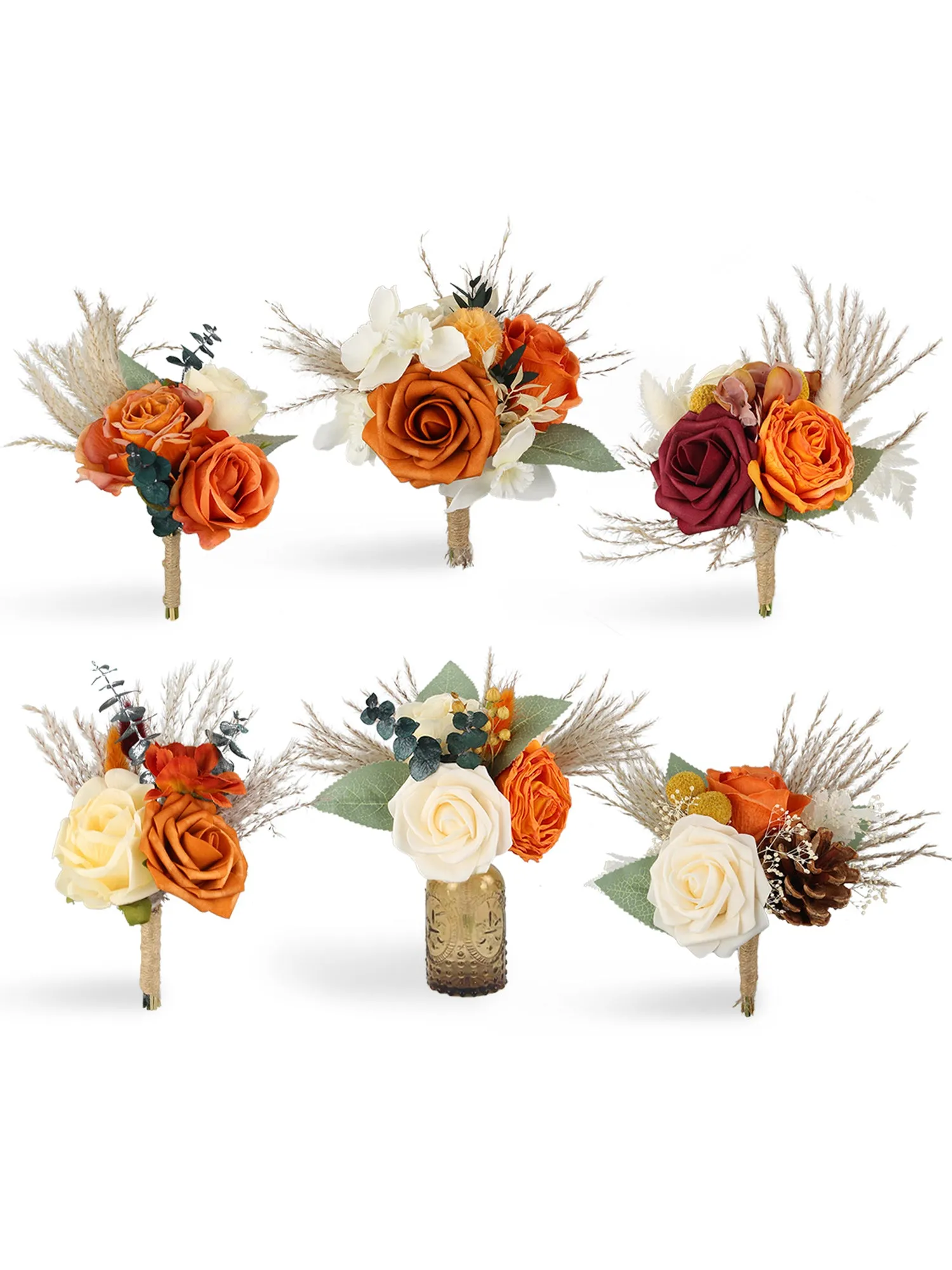 6Pcs Assorted Terracotta Beige Flower Centerpieces