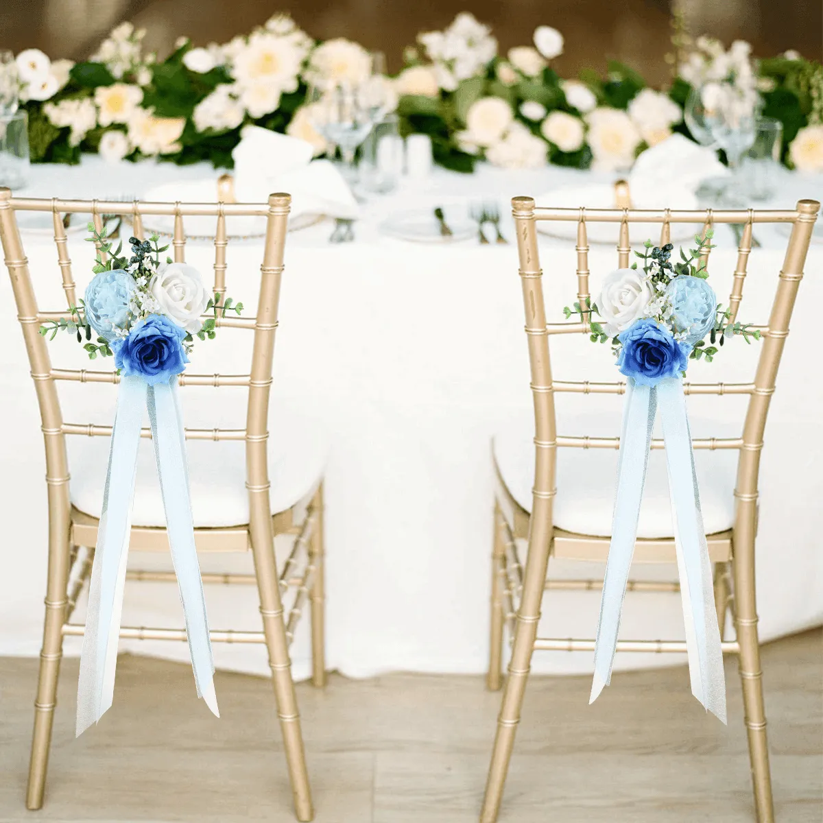 6Pcs Blue & White Aisle Flower Arrangement