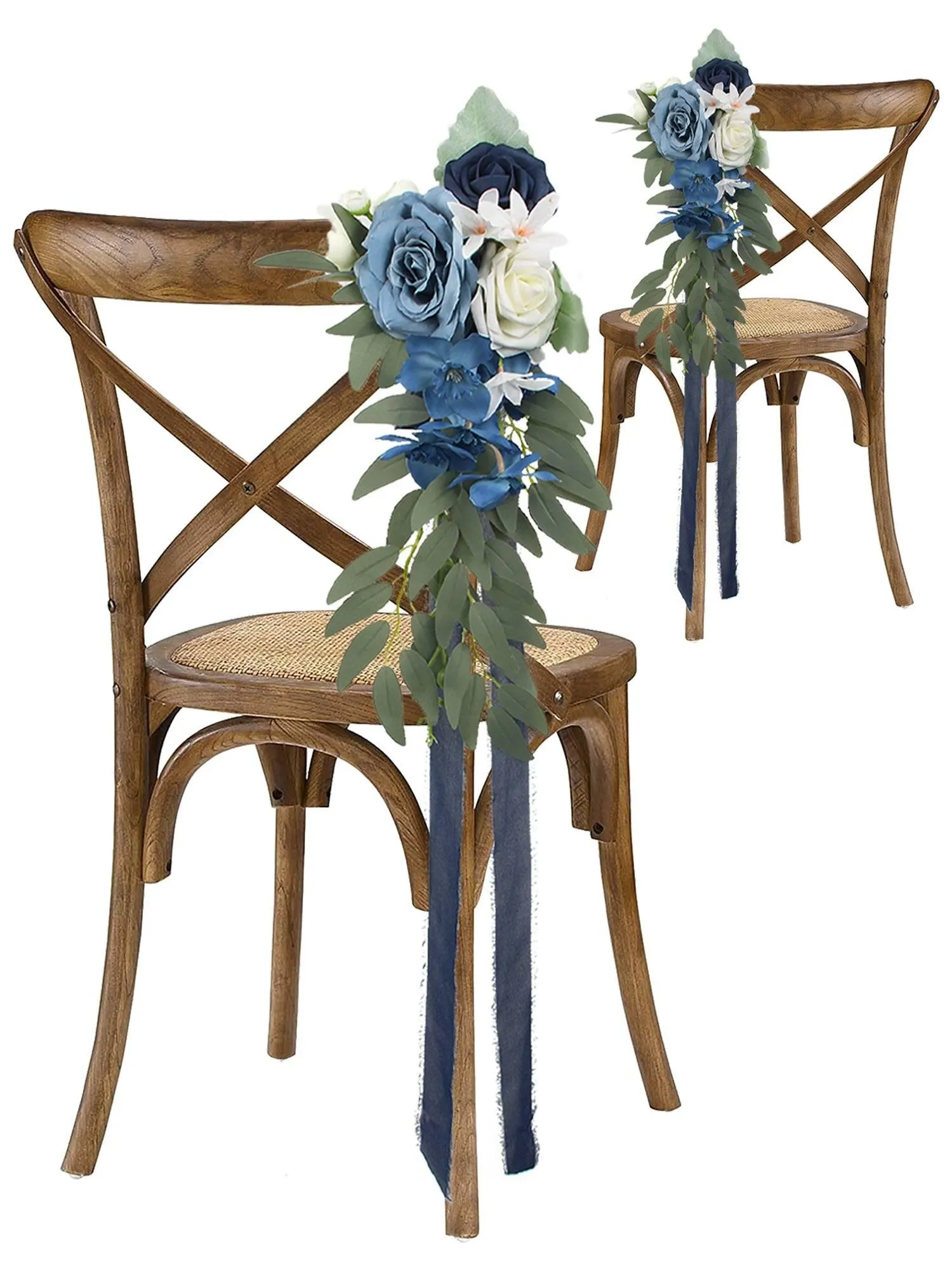 6Pcs Navy & Dusty Blue Aisle Flower Decor